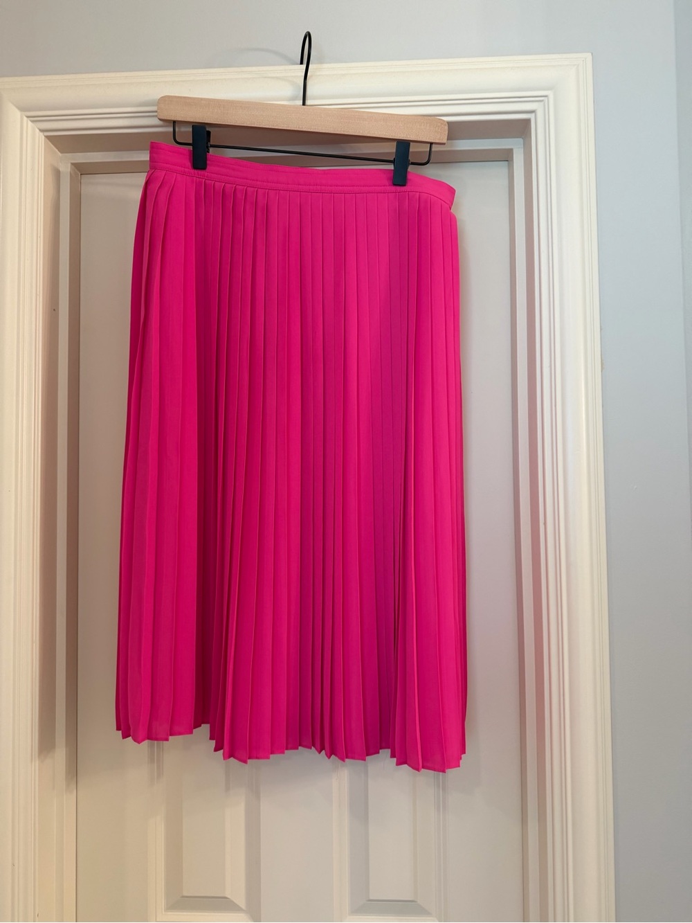 J. Crew Pleated Midi Skirt - Hot Pink
